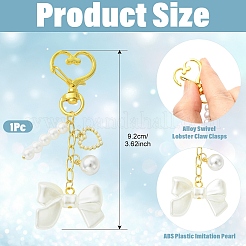 Brass & ABS Plastic Imitation Pearl Pendant Decorations&nbsp;HJEW-YW00398