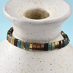 Vintage Ethnic Style Adjustable Glass Tila Beaded Handmade Slider Bracelets for Women&nbsp;LS-ZN9527-1