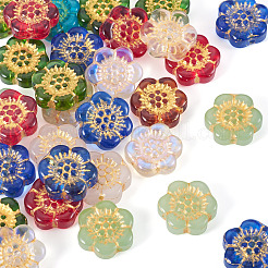 30Pcs Baking Paint and Golden Metal Enlaced Glass Beads&nbsp;DGLA-TA0001-54