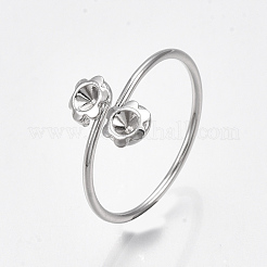 Brass Finger Ring Rhinestone Settings&nbsp;KK-S350-409P
