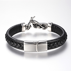 Men's Braided Leather Cord Bracelets&nbsp;BJEW-H559-10G