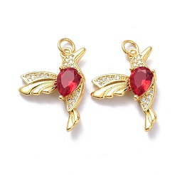 Brass Micro Pave Dark Red Cubic Zirconia Pendants&nbsp;ZIRC-L100-118G