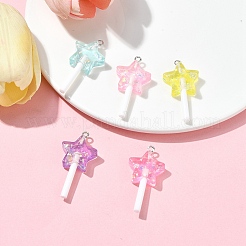 5Pcs 5 Colors Imitation Lollipop Resin Pendants&nbsp;FIND-FS0002-94