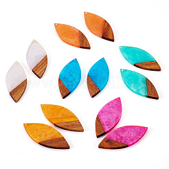 12Pcs 6 Colors  Transparent Resin & Walnut Wood Big Pendants&nbsp;RESI-TA0003-42