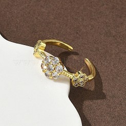 Brass Micro Pave Cubic Zirconia Cuff Open Rings&nbsp;RJEW-C163-22G