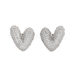 Brass Micro Pave Clear Cubic Zirconia Stud Earrings for Women&nbsp;EJEW-F352-06P