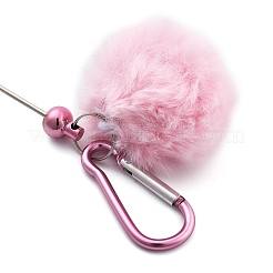 Aluminum Alloy Pom Pom Ball Beadable Keychain Bar&nbsp;HJEW-Q001-01A