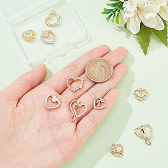 10Pcs 5 Styles Brass Micro Pave Clear Cubic Zirconia Charms&nbsp;ZIRC-BC0001-19