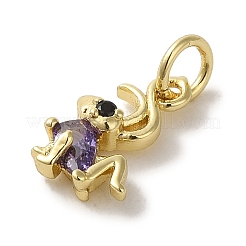 Brass Micro Pave Clear Cubic Zirconia Pendants&nbsp;KK-R162-010G