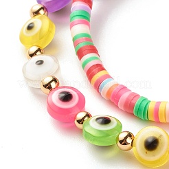 Handmade Polymer Clay Heishi Beads Stretch Bracelets Set&nbsp;BJEW-JB07274