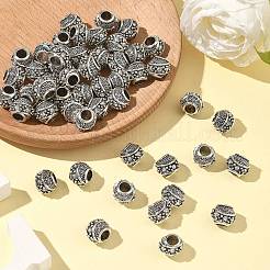 Barrel Antique Silver Plated Metal Alloy Rhinestone European Beads&nbsp;ALRI-Q228-02I