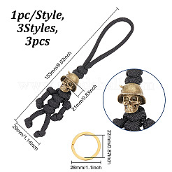 3Pcs 3 Colors Polypropylene Braided Corn Knot Keychain&nbsp;KEYC-HY0001-26