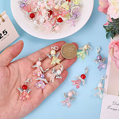 40Pcs 10 Styles Angel Acrylic & Glass Pearl Pendant Decoration&nbsp;HJEW-CA00017