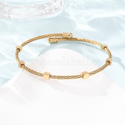 304 Stainless Steel Cube Bead Cuff Bangles for Women&nbsp;SA-CBA2192-01G