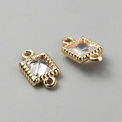 Brass Pave Clear Cubic Zirconia Connector Charms&nbsp;KK-WH0062-71A-G