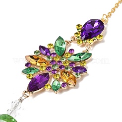 Alloy Rhinestone & Glass Teardrop Charm Suncatchers&nbsp;HJEW-E013-03G
