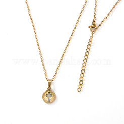 306 Stainless Steel Hollow Cross Circular Pendant Necklaces for Women&nbsp;YU8879