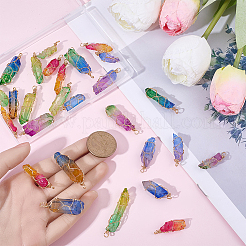 30Pcs Natural Dyed Quartz Bead Pointed Pendants&nbsp;FIND-BM0001-42