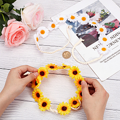 2Pcs 2 Colors Cloth Small Sunflowe Wreath Headband&nbsp;OHAR-CP0001-19