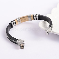 Trendy Unisex Black Color PU Leather Cord Bracelets&nbsp;BJEW-E260-04M
