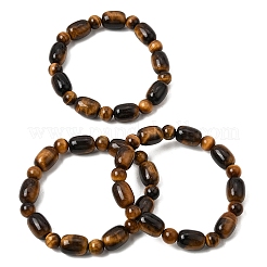 Natural Tiger Eye Oval and Round Beaded Stretch Bracelets for Women&nbsp;GG-CBA3F02-13B