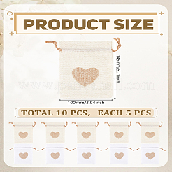 10Pcs 2 Colors Burlap Packing Pouches&nbsp;ABAG-LP0001-66