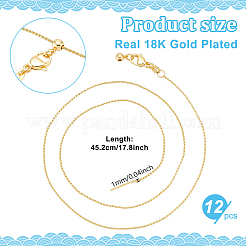 12Pcs 1MM Brass Wheat Chain Adjustable Slider Necklaces&nbsp;NJEW-NB0001-30