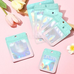 60Pcs 5 Styles Rectangle Glitter Holographic PVC Resealable Packaging Bags&nbsp;ABAG-FS0001-14B
