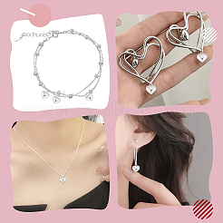 4Pcs 925 Sterling Silver Heart Charms&nbsp;STER-HY0001-11