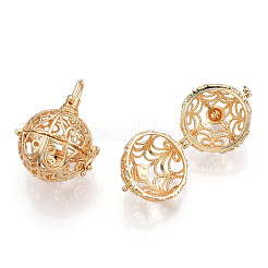 Rack Plating Brass Cage Pendants&nbsp;KK-Q402-01KC