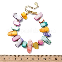 Dyed Natural Freshwater Shell & Brass Beaded Bracelets for Women&nbsp;BJEW-JB14027