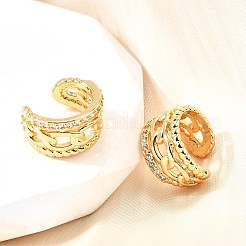 Brass Micro Pave Clear Cubic Zirconia Cuff Earrings&nbsp;EJEW-F370-17G