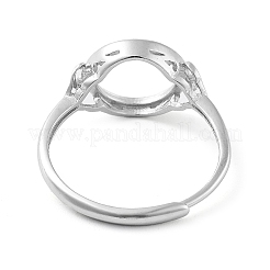 Flat Round Adjustable 925 Sterling Silver Ring Components&nbsp;STER-G042-02P