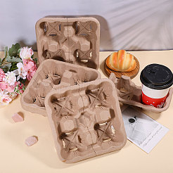 30Pcs Biodegradable Pulp Disposable Coffee Cup Tray&nbsp;AJEW-BC0009-87B
