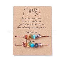 2Pcs 2 Style Natural Mixed Stone Chips Beaded Bracelets Set with Brass Beads&nbsp;BJEW-JB07985