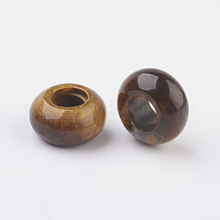 Natural Tiger Eye European Beads&nbsp;X-G-G740-14x8mm-10