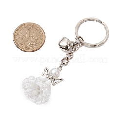 Glass Seed & Plastic Pearl & Alloy Keychain&nbsp;KEYC-MZ00025-05