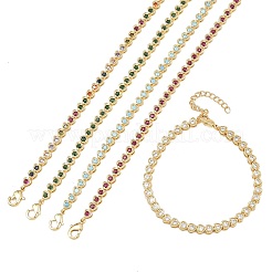 Brass Pave Heart Cubic Zirconia Link Chain Bracelets&nbsp;KK-CBA960E-15G