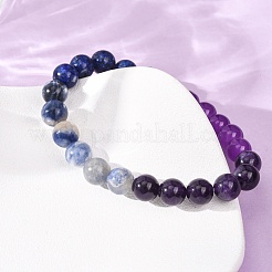 Natural Picture Jasper & African Turquoise & Glass Beads Stretch Bracelets for Women Men&nbsp;BJEW-P398-01E