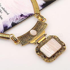 Alloy Rectangle Pendant Necklace & Flat Round Dangle Earring Sets&nbsp;FS-WG0E2DC-02