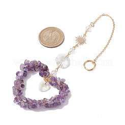 Heart Natural Amethyst Chip Pendant Drcorations&nbsp;HJEW-JM01651-01