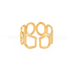 Ion Plating(IP) 304 Stainless Steel Open Geometry Wrap Cuff Ring for Women&nbsp;X-RJEW-S405-166G