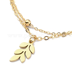 304 Stainless Steel Cable & Satellite Chains Double Layer Multi-strand Bracelet&nbsp;BJEW-E092-07G