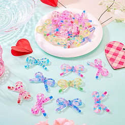 60Pcs 6 Colors Acrylic Bowknot Cabochons&nbsp;MACR-TA0002-89