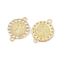Brass Pave Cubic Zirconia Connector Charms&nbsp;KK-L251-21G-02