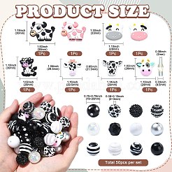 Cow Themed Silicone and  Acrylic and Resin Beads Sets&nbsp;DIY-CJ0002-44