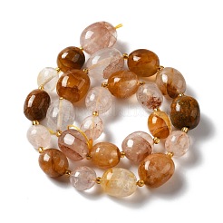 Natural Yellow Hematoid Quartz/Golden Healer Quartz Beads Strands&nbsp;G-B028-B08