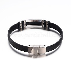 Jewelry Black Color PU Leather Cord Bracelets&nbsp;BJEW-G467-06