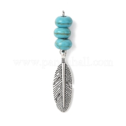 2Pcs 2 Colors Dyed Synthetic Turquoise Rondelle Beaded Pendants&nbsp;PALLOY-JF04682