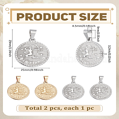 2Pcs 2 Colors 304 Stainless Steel Pendants&nbsp;STAS-LP0003-92D